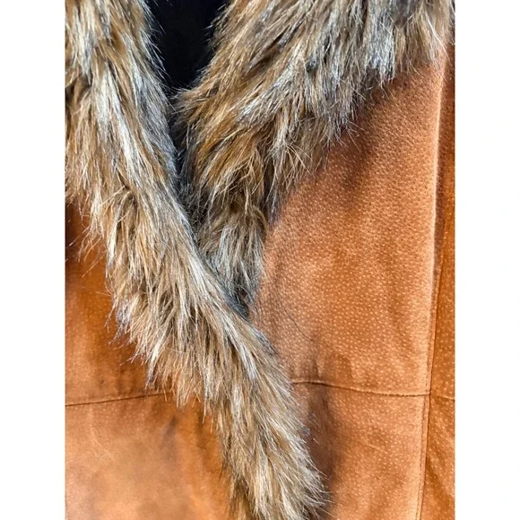 VTG Wilsons Leather Pelle Studio Suede Faux Fur Trim Boho Penny Lane Coat XL - Picture 10 of 10